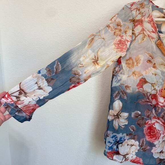 Soft Surroundings Floral Tunic Top with Embroidered Back Large - Picture 2 of 9